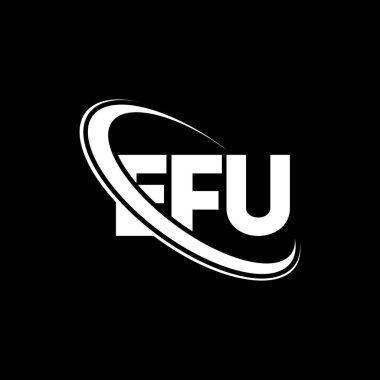 EFU logosu. EFU mektubu. EFU mektup logosu tasarımı. Çember ve büyük harfli monogram logosuyla EFU logosunun baş harfleri. Teknoloji, iş ve emlak markası için EFU tipografisi.