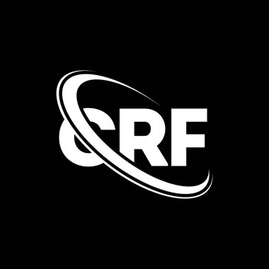 CRF logosu. CRF mektubu. CRF harf logosu tasarımı. Çember ve büyük harfli monogram logosuyla birleştirilmiş CRF logosu. Teknoloji, iş ve emlak markası için CRF tipografisi.