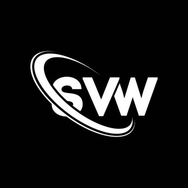 SVW logosu. SVW mektubu. SVW harf logosu tasarımı. Çember ve büyük harfli monogram logosuna bağlı baş harfler. Teknoloji, iş ve emlak markası için SVW tipografisi.