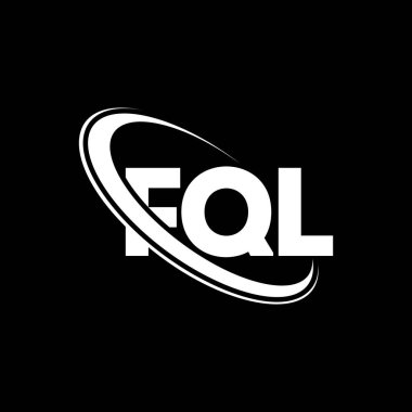 FQL logosu. FQL mektubu. FQL harf logosu tasarımı. Çember ve büyük harfli monogram logosuna bağlı FQL logosu. Teknoloji, iş ve emlak markası için FQL tipografisi.