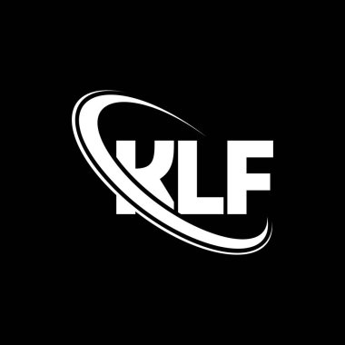 KLF logosu. KLF mektubu. KLF mektup logosu tasarımı. Çember ve büyük harfli monogram logo ile birleştirilmiş KLF logosu. Teknoloji, iş ve emlak markası için KLF tipografisi.