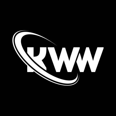 KWW logosu. KWW mektubu. KWW harfli logo tasarımı. Çember ve büyük harfli monogram logosuna bağlı KWW logosu. Teknoloji, iş ve emlak markası için KWW tipografisi.