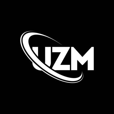 UZM logosu. UZM mektubu. UZM harf logosu tasarımı. Çember ve büyük harfli monogram logosuna bağlı baş harfler UZM logosu. Teknoloji, iş ve emlak markası için UZM tipografisi.