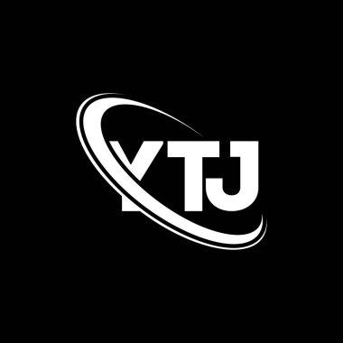 YTJ logosu. YTJ mektubu. YTJ harf logosu tasarımı. Çember ve büyük harfli monogram logosuna bağlı baş harfler YTJ logosu. Teknoloji, iş ve emlak markası için YTJ tipografisi.