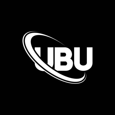 UBU logosu. UBU mektubu. UBU harf logosu tasarımı. Çember ve büyük harfli monogram logosuyla birleştirilmiş UBU logosu. Teknoloji, iş ve emlak markası için UBU tipografisi.