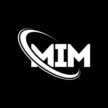 MIM logosu. MIM mektubu. MIM harf logosu tasarımı. Çember ve büyük harfli monogram logosuna bağlı MIM logosu. Teknoloji, iş ve emlak markası için MIM tipografisi.