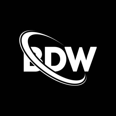 BDW logosu. BDW mektubu. BDW harf logosu tasarımı. Çember ve büyük harfli monogram logosuna bağlı baş harfler BDW logosu. Teknoloji, iş ve emlak markası için BDW tipografisi.