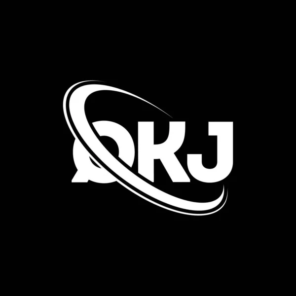Qkj Qkj Qkj 디자인 Qkj 로고는 대문자 로고와 연결되어 Qkj — 스톡 벡터