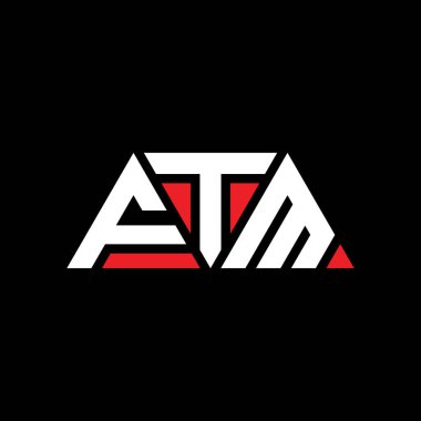 Üçgen şekilli FTM üçgen harf logosu tasarımı. FTM üçgen logo tasarımı monogramı. Kırmızı renkli FTM üçgen vektör şablonu. FTM üçgen logosu Basit, Zarif ve Lüks Logo. FTM
