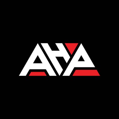 Üçgen şekilli AHP üçgen harf logosu tasarımı. AHP üçgen logo tasarımı monogramı. Kırmızı renkli AHP üçgen vektör şablonu. AHP üçgen logosu Basit, Zarif ve Lüks Logo. AHP