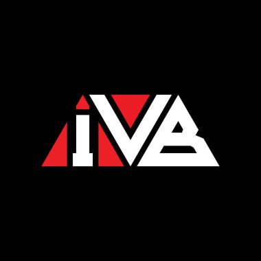 Üçgen şekilli IVB üçgen harf logosu tasarımı. IVB üçgen logo tasarımı monogramı. Kırmızı renkli IVB üçgen vektör şablonu. IVB üçgen logosu Basit, Zarif ve Lüks Logo. IVB