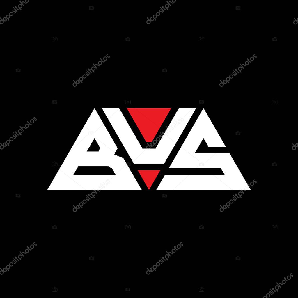 BUS triangle letter logo design with triangle shape. BUS triangle logo design monogram. BUS triangle vector logo template with red color. BUS triangular logo Simple, Elegant, and Luxurious Logo. BUS