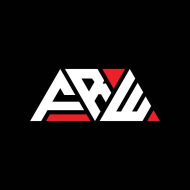 Üçgen şekilli FRW üçgen harf logosu tasarımı. FRW üçgen logo tasarımı monogramı. Kırmızı renkli FRW üçgen vektör şablonu. FRW üçgen logosu Basit, Zarif ve Lüks Logo. FRW