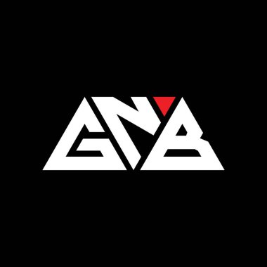 Üçgen şekilli GUB üçgen harf logosu tasarımı. GUB üçgen logo tasarımı monogramı. Kırmızı renkli GNB üçgen vektör şablonu. GNB üçgen logosu Basit, Zarif ve Lüks Logo. GUB