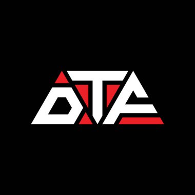 Üçgen şekilli DTF üçgen harf logosu tasarımı. DTF üçgen logo tasarımı monogramı. Kırmızı renkli DTF üçgen vektör logo şablonu. DTF üçgen logosu Basit, Zarif ve Lüks Logo. DTF