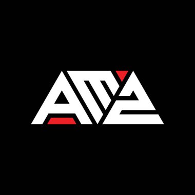 Üçgen şekilli AMZ üçgen harf logosu tasarımı. AMZ üçgen logo tasarımı monogramı. Kırmızı renkli AMZ üçgen vektör logo şablonu. AMZ üçgen logosu Basit, Zarif ve Lüks Logo. AMZ