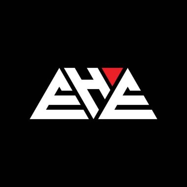 Üçgen şekilli EHE üçgen harf logosu tasarımı. EHE üçgen logo tasarımı monogramı. Kırmızı renkli EHE üçgen vektör logosu şablonu. EHE üçgen logosu Basit, Zarif ve Lüks Logo. - Evet.