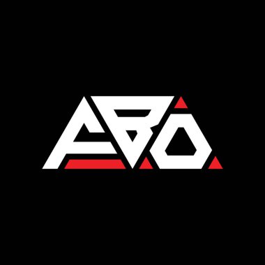 Üçgen şekilli FBO üçgen harf logosu tasarımı. FBO üçgen logo tasarımı monogramı. Kırmızı renkli FBO üçgen vektör şablonu. FBO üçgen logosu Basit, Zarif ve Lüks Logo. FBO