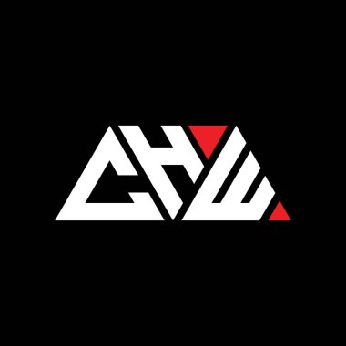 Üçgen şekilli CHW üçgen harf logosu tasarımı. CHW üçgen logo tasarımı monogram. Kırmızı renkli CHW üçgen vektör logosu şablonu. CHW üçgen logosu Basit, Zarif ve Lüks Logo. Çeviri: