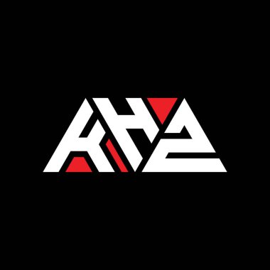 Üçgen şekilli KHZ üçgen harf logosu tasarımı. KHZ üçgen logo tasarımı monogramı. Kırmızı renkli KHZ üçgen vektör şablonu. KHZ üçgen logosu Basit, Zarif ve Lüks Logo. KHZ