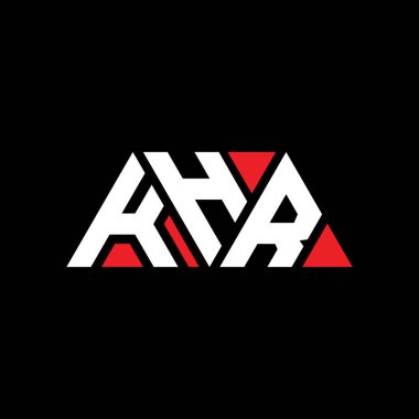 Üçgen şekilli KHR üçgen harf logosu tasarımı. KHR üçgen logo tasarımı monogramı. Kırmızı renkli KHR üçgen vektör şablonu. KHR üçgen logosu Basit, Zarif ve Lüks Logo. KHR