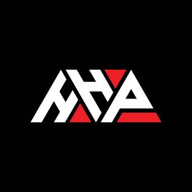 Üçgen şekilli HHP üçgen harf logosu tasarımı. HHP üçgen logo tasarımı monogramı. Kırmızı renkli HHP üçgen vektör şablonu. HHP üçgen logosu Basit, Zarif ve Lüks Logo. HHP