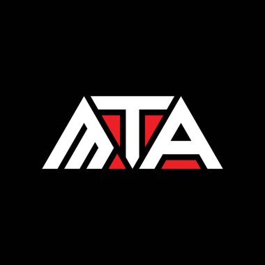 Üçgen şekilli MTA üçgen harf logosu tasarımı. MTA üçgen logo tasarımı monogramı. Kırmızı renkli MTA üçgen vektör logo şablonu. MTA üçgen logosu Basit, Zarif ve Lüks Logo. MTA