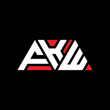 Üçgen şekilli FKW üçgen harf logosu tasarımı. FKW üçgen logo tasarımı monogramı. Kırmızı renkli FKW üçgen vektör şablonu. FKW üçgen logosu Basit, Zarif ve Lüks Logo. FKW