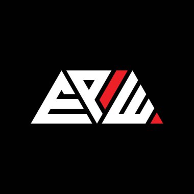 Üçgen şekilli EPW üçgen harf logosu tasarımı. EPW üçgen logo tasarımı monogramı. Kırmızı renkli EPW üçgen vektör logo şablonu. EPW üçgen logosu Basit, Zarif ve Lüks Logo. EPW