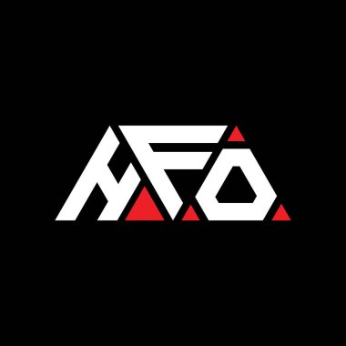 Üçgen şekilli HFO üçgen harf logosu tasarımı. HFO üçgeni logo tasarımı. Kırmızı renkli HFO üçgen vektör logosu şablonu. HFO üçgen logosu Basit, Zarif ve Lüks Logo. HFO