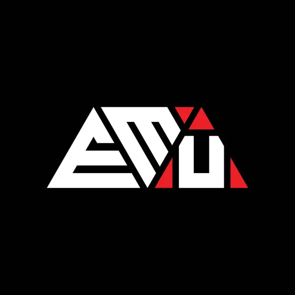 三角形の形をしたEmuの三角形の文字のロゴデザイン Emuの三角形のロゴデザインのモノグラム 赤い色のEmuの三角形ベクトルロゴテンプレート Emuの三角形のロゴシンプル エレガントで豪華なロゴ — ストックベクタ