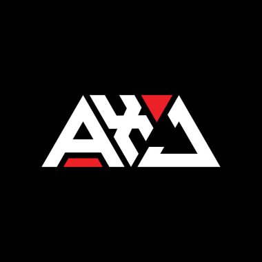 Üçgen şekilli AXJ üçgen harf logosu tasarımı. AXJ üçgen logo tasarımı monogramı. Kırmızı renkli AXJ üçgen vektör şablonu. AXJ üçgen logosu Basit, Zarif ve Lüks Logo. AXJ