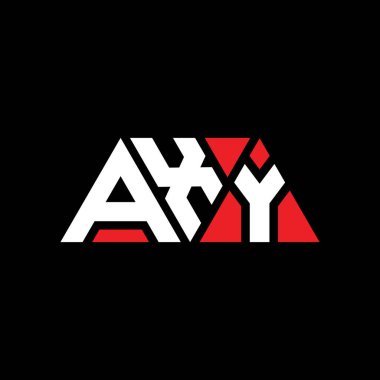 Üçgen şekilli AXY üçgen harf logosu tasarımı. AXY üçgen logo tasarımı monogramı. Kırmızı renkli AXY üçgen vektör şablonu. AXY üçgen logosu Basit, Zarif ve Lüks Logo. AXY