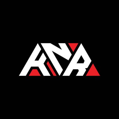 Üçgen şekilli KNR üçgen harf logosu tasarımı. KNR üçgen logo tasarımı monogramı. Kırmızı renkli KNR üçgen vektör şablonu. KNR üçgen logosu Basit, Zarif ve Lüks Logo. KNR