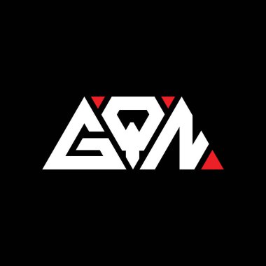 Üçgen şekilli GQN üçgen harf logosu tasarımı. GQN üçgen logo tasarımı monogramı. Kırmızı renkli GQN üçgen vektör şablonu. GQN üçgen logosu Basit, Zarif ve Lüks Logo. GQN