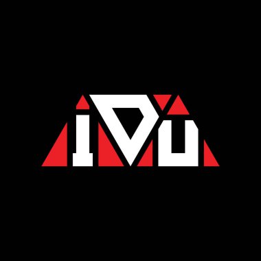 Üçgen şekilli IDU üçgen harf logosu tasarımı. IDU üçgen logo tasarımı monogramı. IDU üçgen logo şablonu kırmızı renkte. IDU üçgen logosu Basit, Zarif ve Lüks Logo. IDU