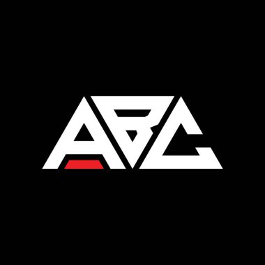 Üçgen şekilli ABC üçgen harf logosu tasarımı. ABC üçgen logo tasarımı monogramı. Kırmızı renkli ABC üçgen vektör logosu. ABC üçgen logosu Basit, Zarif ve Lüks Logo. ABC