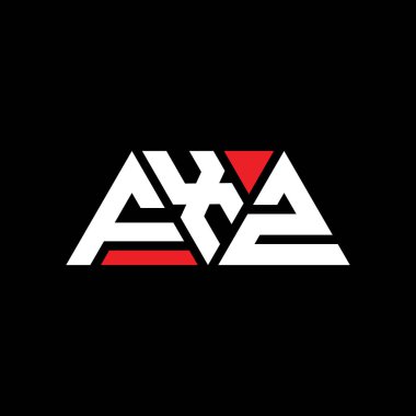 Üçgen şekilli FXZ üçgen harf logosu tasarımı. FXZ üçgen logo tasarımı monogramı. Kırmızı renkli FXZ üçgen vektör logo şablonu. FXZ üçgen logosu Basit, Zarif ve Lüks Logo. FXZ