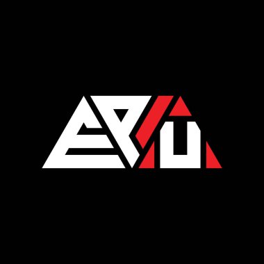 Üçgen şekilli EPU üçgen harf logosu tasarımı. EPU üçgen logo tasarımı monogramı. Kırmızı renkli EPU üçgen vektör logosu. EPU üçgen logosu Basit, Zarif ve Lüks Logo. EPU