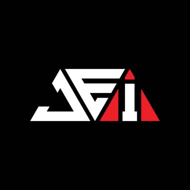 Üçgen şekilli JEI üçgen harf logosu tasarımı. JEI üçgen logo tasarımı monogramı. Kırmızı renkli JEI üçgen vektör logo şablonu. JEI üçgen logosu Basit, Zarif ve Lüks Logo. Tanrım.