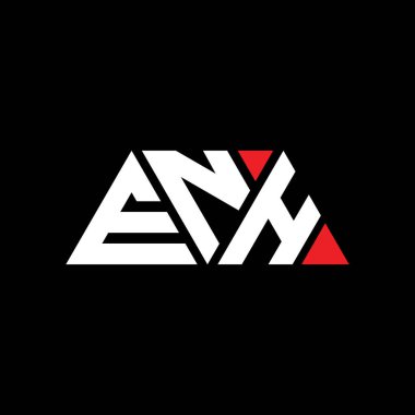 Üçgen şekilli ENH üçgen harf logosu tasarımı. ENH üçgen logo tasarımı monogram. Kırmızı renkli ENH üçgen vektör logosu şablonu. ENH üçgen logosu Basit, Zarif ve Lüks Logo. Çeviri: