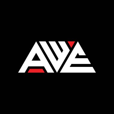 Üçgen şekilli AWE üçgen harf logosu tasarımı. AWE üçgen logo tasarımı monogramı. Kırmızı renkli AWE üçgen vektör logosu şablonu. AWE üçgen logosu Basit, Zarif ve Lüks Logo. HUT