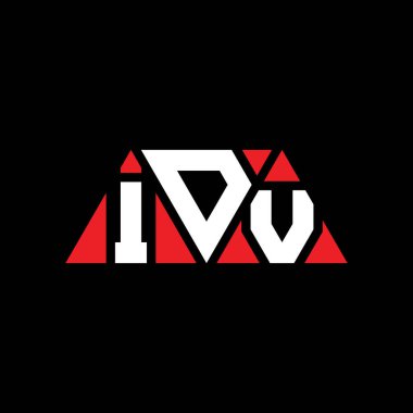 Üçgen şekilli IDV üçgen harf logosu tasarımı. IDV üçgen logo tasarımı monogramı. Kırmızı renkli IDV üçgen vektör logo şablonu. IDV üçgen logosu Basit, Zarif ve Lüks Logo. IDV
