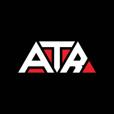 Üçgen şekilli ATR üçgen harf logosu tasarımı. ATR üçgen logo tasarımı monogramı. Kırmızı renkli ATR üçgen vektör logo şablonu. ATR üçgen logosu Basit, Zarif ve Lüks Logo. ATR