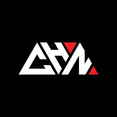 Üçgen şekilli CHN üçgen harf logosu tasarımı. CHN üçgen logo tasarımı monogram. Kırmızı renkli CHN üçgen vektör logo şablonu. CHN üçgen logosu Basit, Zarif ve Lüks Logo. CHN