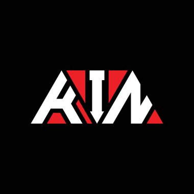 Üçgen şekilli KIN üçgen harf logosu tasarımı. KIN üçgen logo tasarımı monogramı. Kırmızı renkli KIN üçgen vektör logo şablonu. KIN üçgen logosu Basit, Zarif ve Lüks Logo. KIN