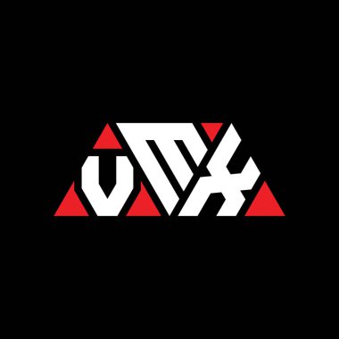 Üçgen şekilli VMX üçgen harf logosu tasarımı. VMX üçgen logo tasarımı monogramı. Kırmızı renkli VMX üçgen vektör şablonu. VMX üçgen logosu Basit, Zarif ve Lüks Logo. VMX