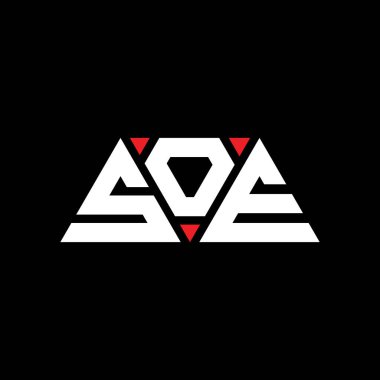 Üçgen şekilli SOE üçgen harf logosu tasarımı. SOE üçgen logo tasarımı monogramı. SOE üçgen logo şablonu kırmızı renkte. SOE üçgen logosu Basit, Zarif ve Lüks Logo. Çeviri: