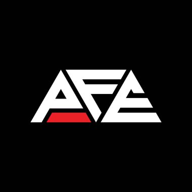 Üçgen şekilli PFE üçgen harf logosu tasarımı. PFE üçgen logo tasarımı monogramı. Kırmızı renkli PFE üçgen vektör logosu şablonu. PFE üçgen logosu Basit, Zarif ve Lüks Logo. PFE