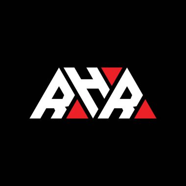 Üçgen şekilli RHR üçgen harf logosu tasarımı. RHR üçgen logo tasarımı monogramı. Kırmızı renkli RHR üçgen vektör logo şablonu. RHR üçgen logosu Basit, Zarif ve Lüks Logo. RHR